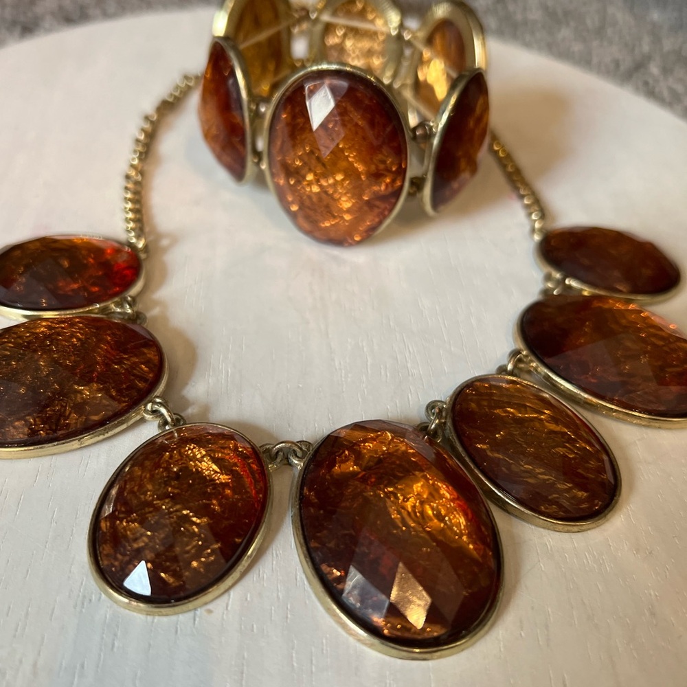 Amber Necklace & Bracelet Set